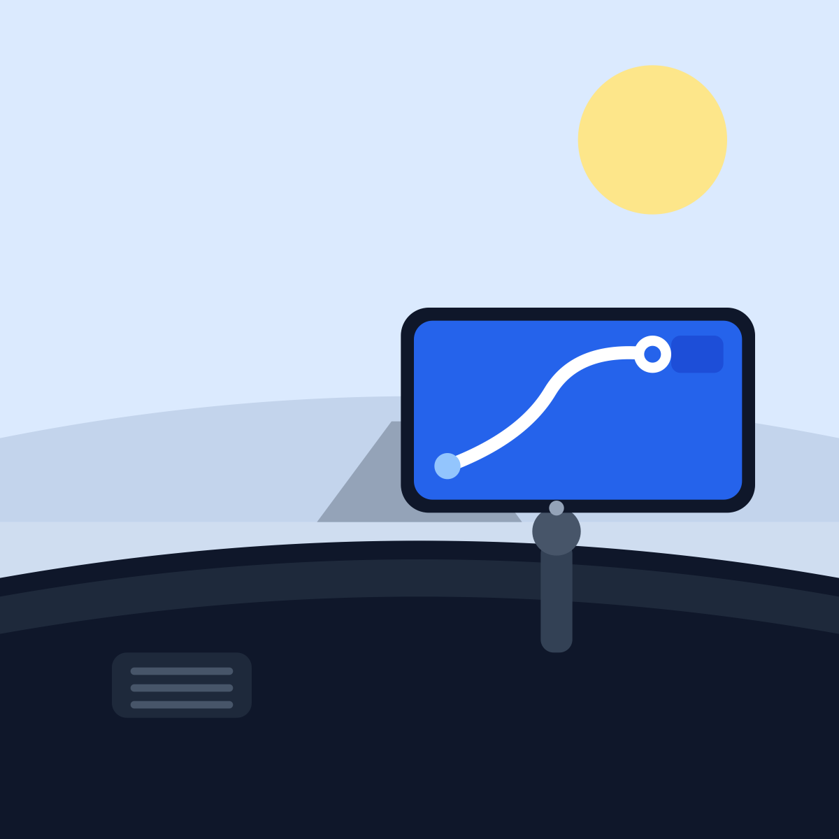 PIVORA car mount holding a phone with navigation on a dashboard
