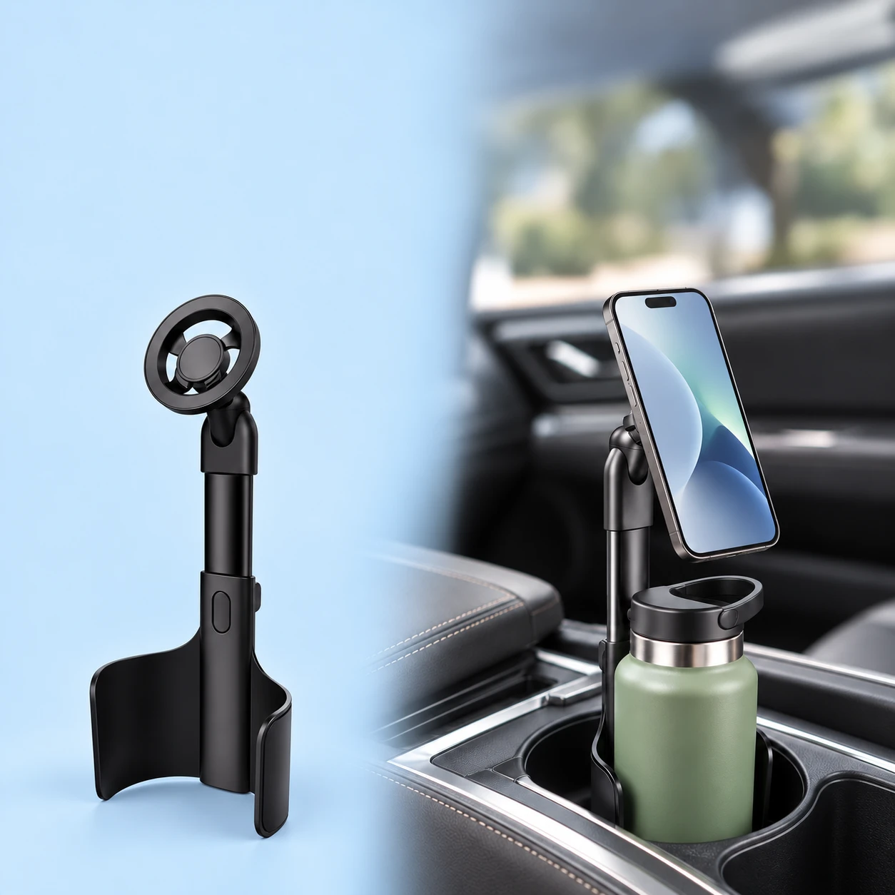 Black Telescopic Magnetic Phone Holder with Open Cup Sleeve