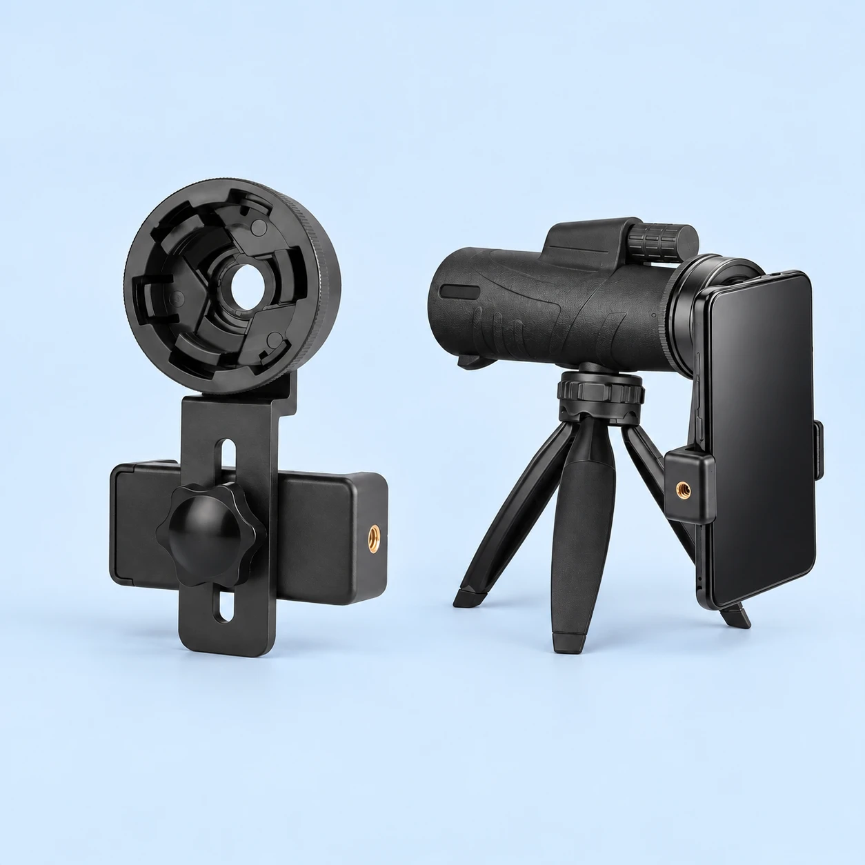Black Three-Jaw Eyepiece Phone Adapter