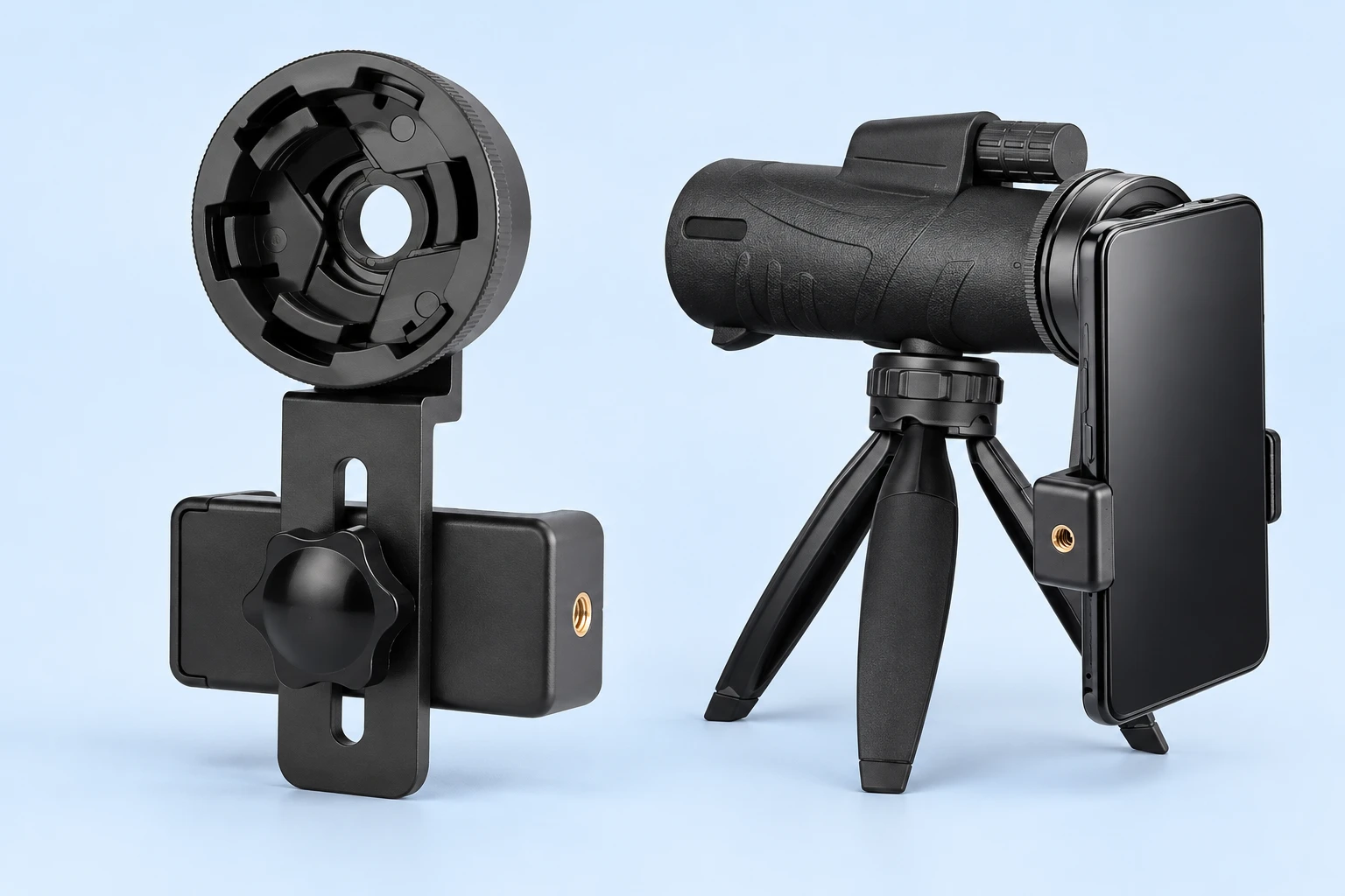 Black Three-Jaw Eyepiece Phone Adapter