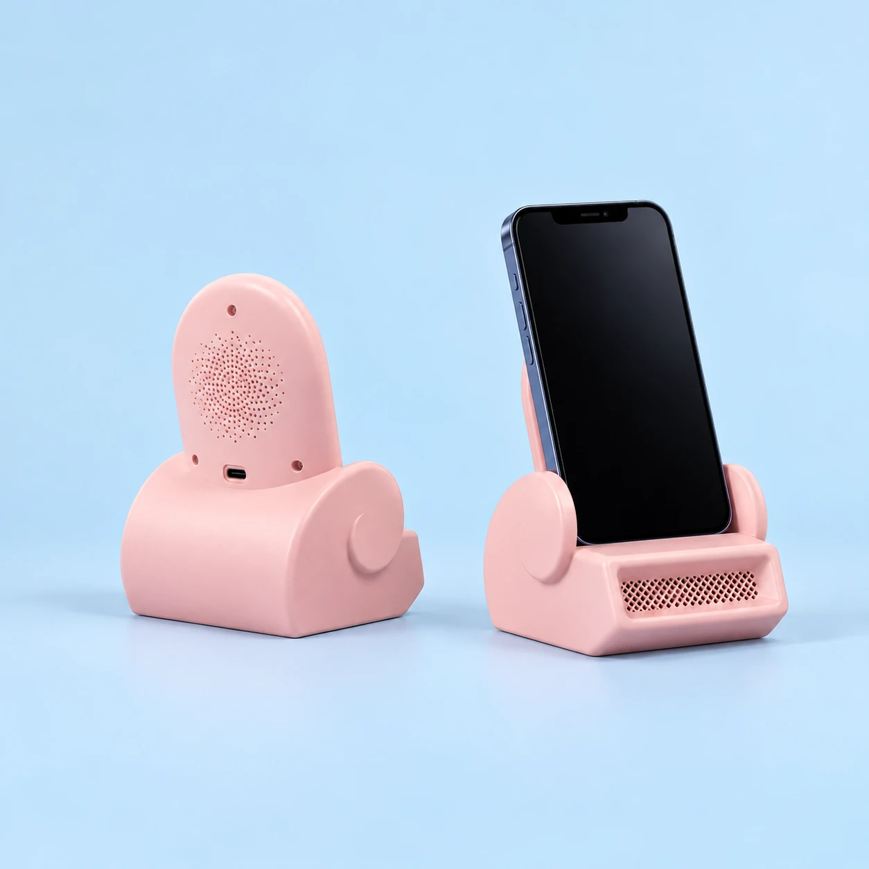 Pink Rounded-Cradle Wireless Charging Phone Stand