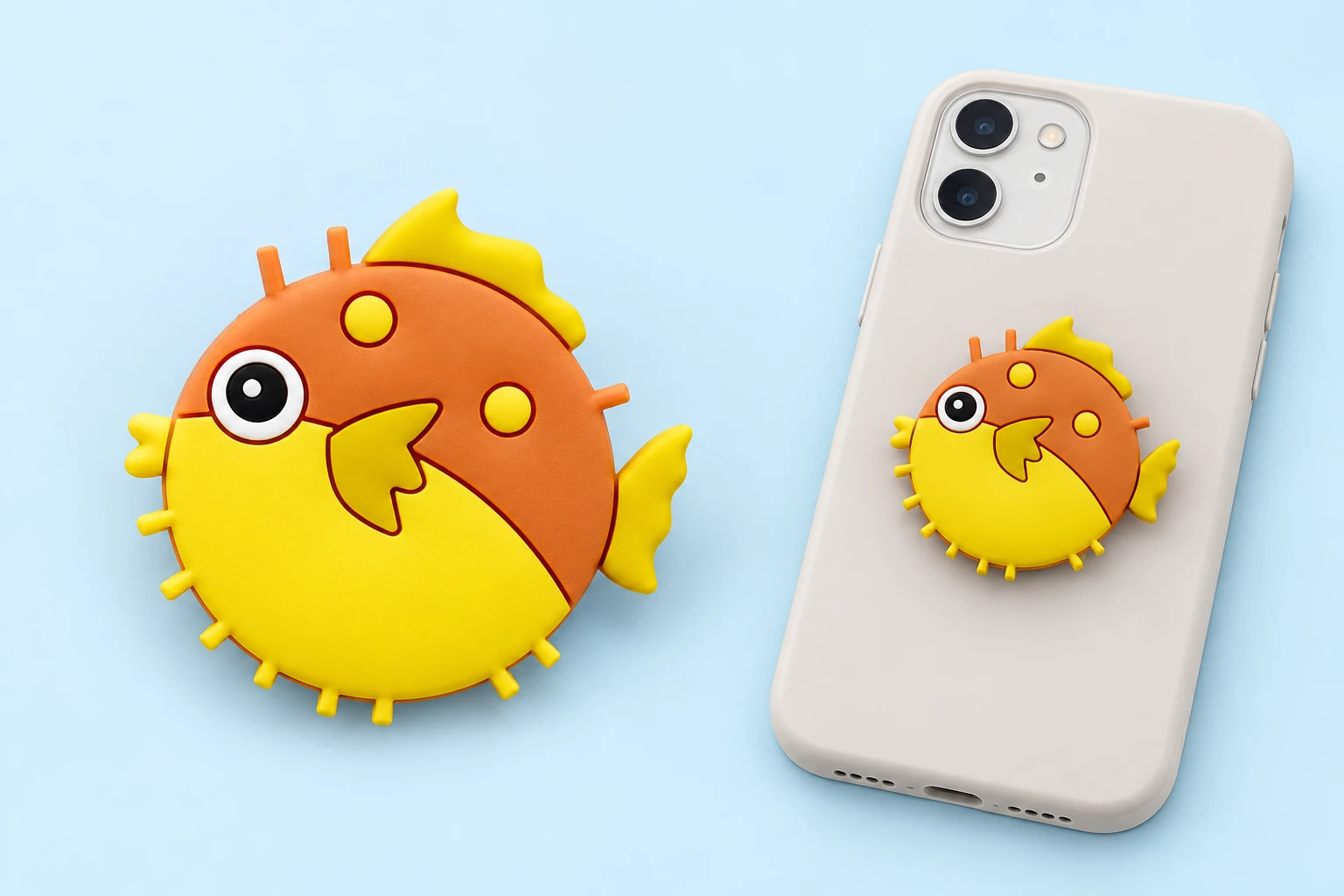 Yellow Pufferfish Expandable Phone Grip