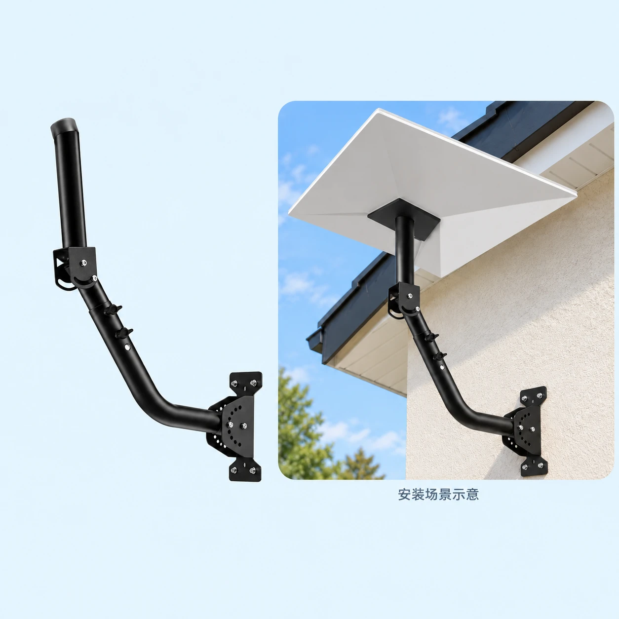 Indexed-Hinge Arc-Slot Wall Mast for Starlink Gen3