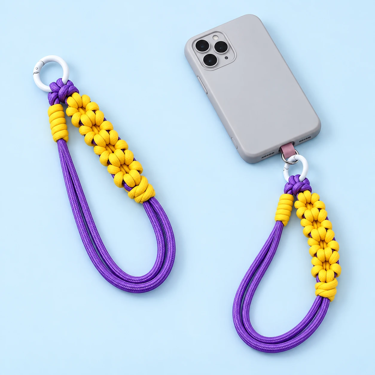 Lilac and Yellow Flower-Knot Phone Wrist Strap