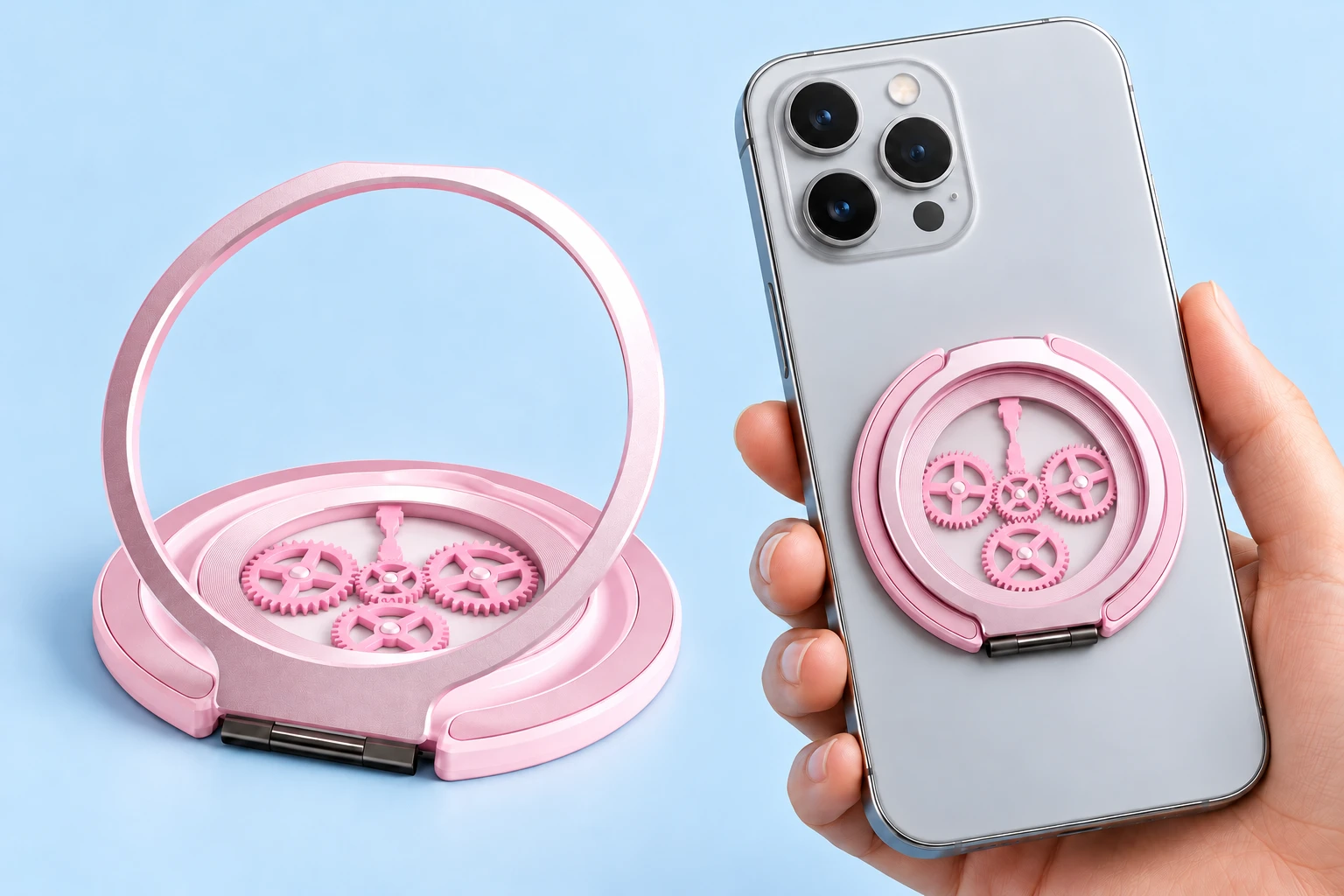 Pink Gear-Window Magnetic Phone Ring Holder