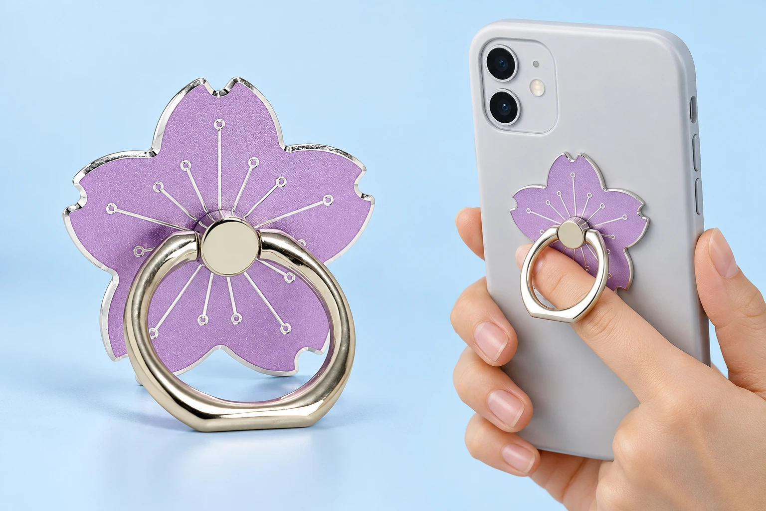 Lilac Cherry Blossom Phone Ring Holder