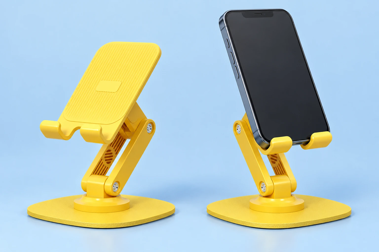 Yellow K69 Ribbed Folding Rotating Phone Stand