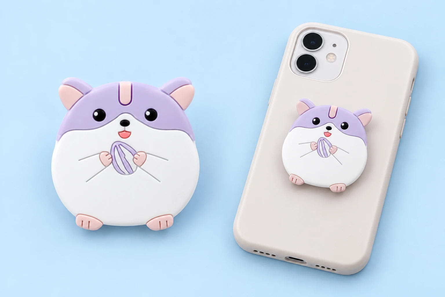 Lilac Hamster Expandable Phone Grip