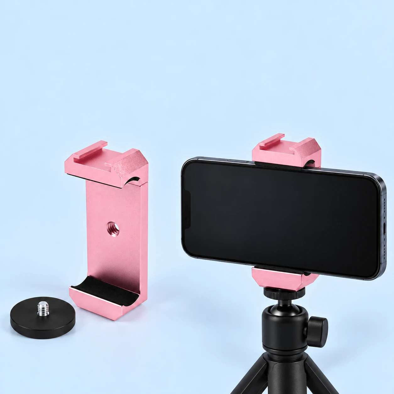 Pastel Pink Cold-Shoe Phone Clamp with Magnetic Base