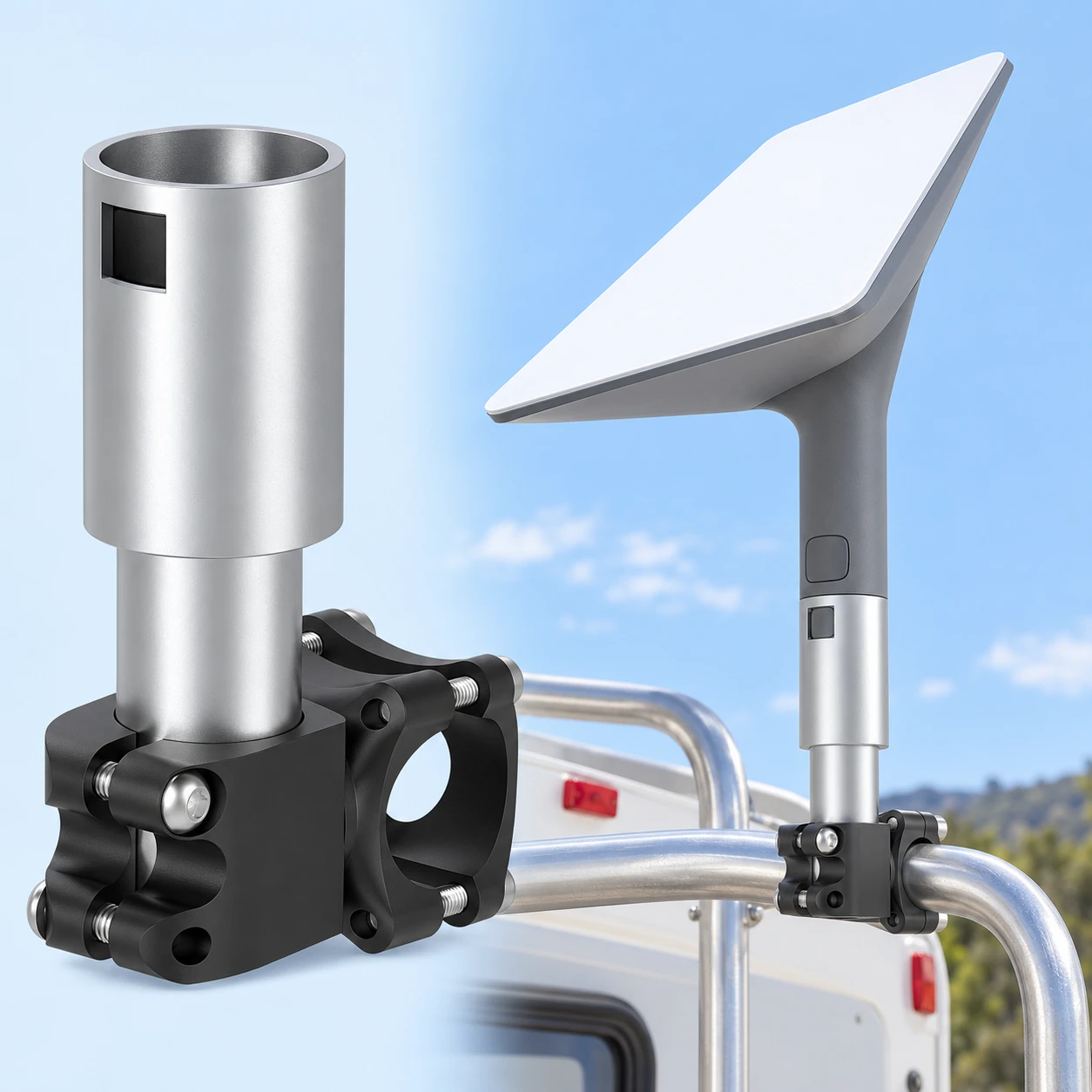 Stepped-Socket Horizontal Rail Clamp Mount for Starlink Gen2