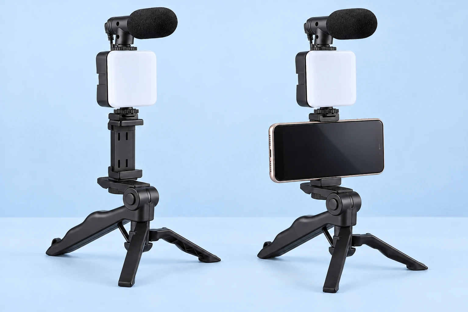 Black Folding-Grip Phone, Light and Microphone Kit