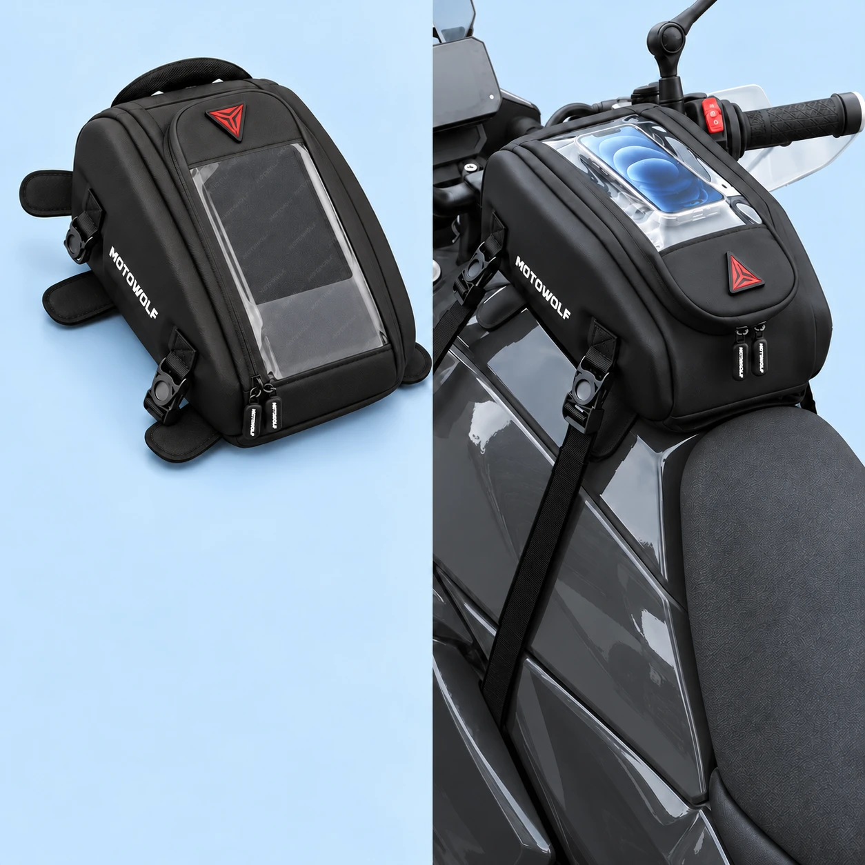 Black Magnetic-Tab Tank Phone-Window Bag