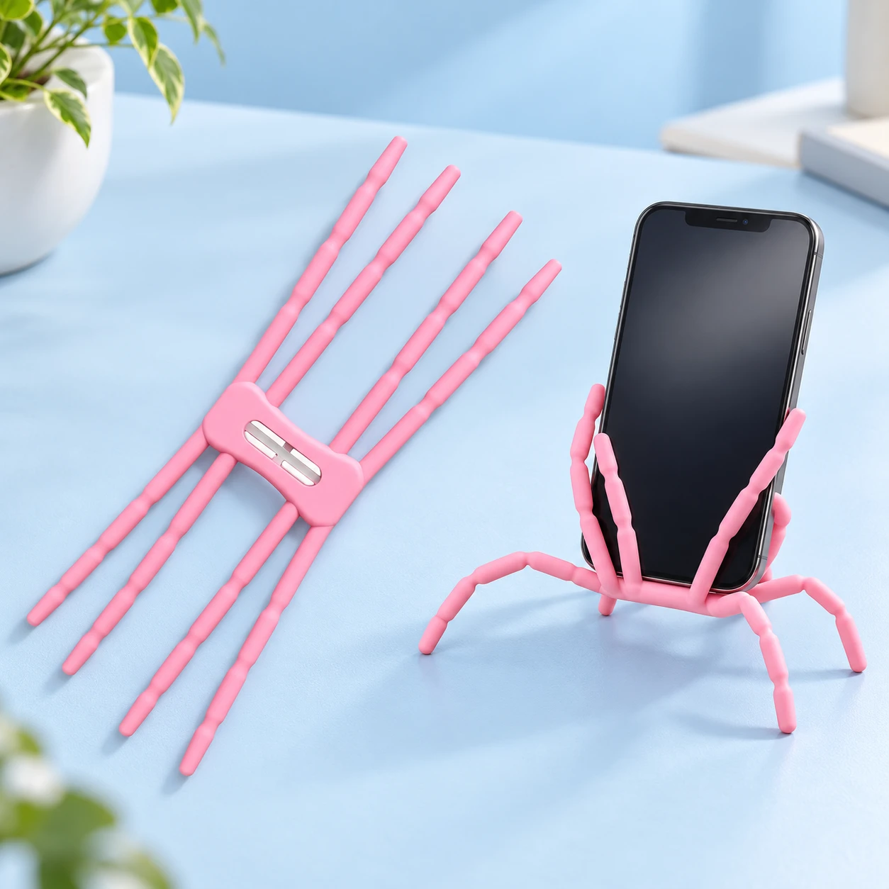 Pink Bendable Spider Phone Stand