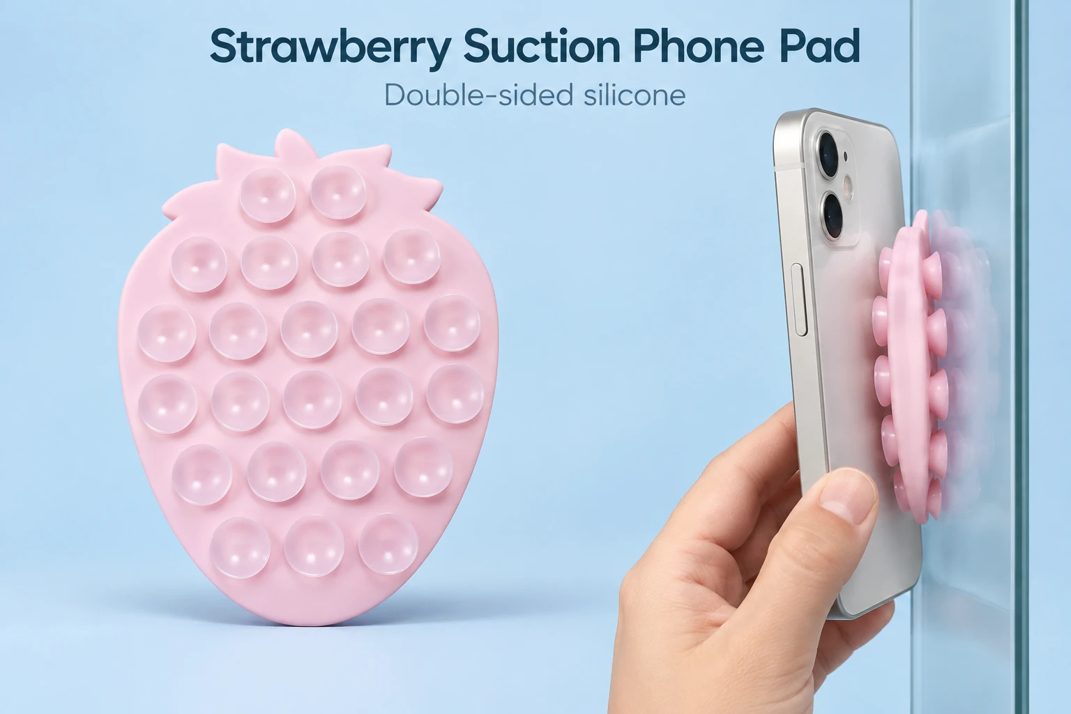 Pale Pink Strawberry Suction Phone Pad