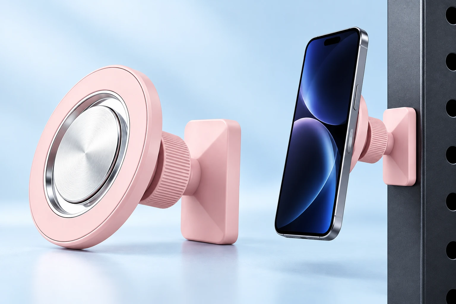 Pastel Pink Solid-Disc Magnetic Gym Phone Holder