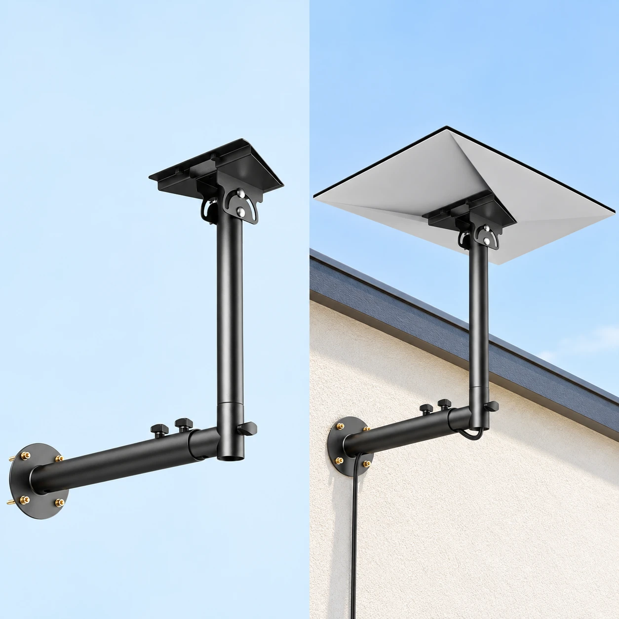 Horizontal Telescoping Wall Arm with Swivel Socket for Starlink Gen3