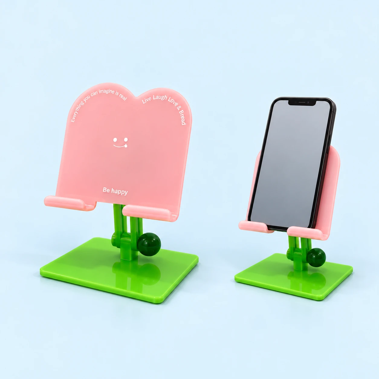 Pink Twin-Lobe Smiling Acrylic Phone Stand