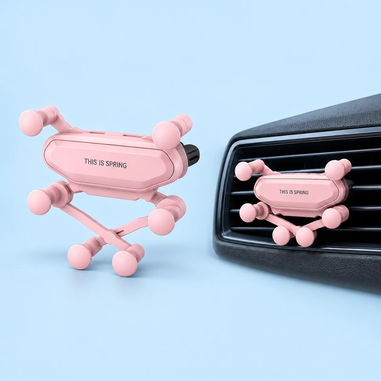 Pastel Pink Six-Pin Gravity Car Vent Phone Holder