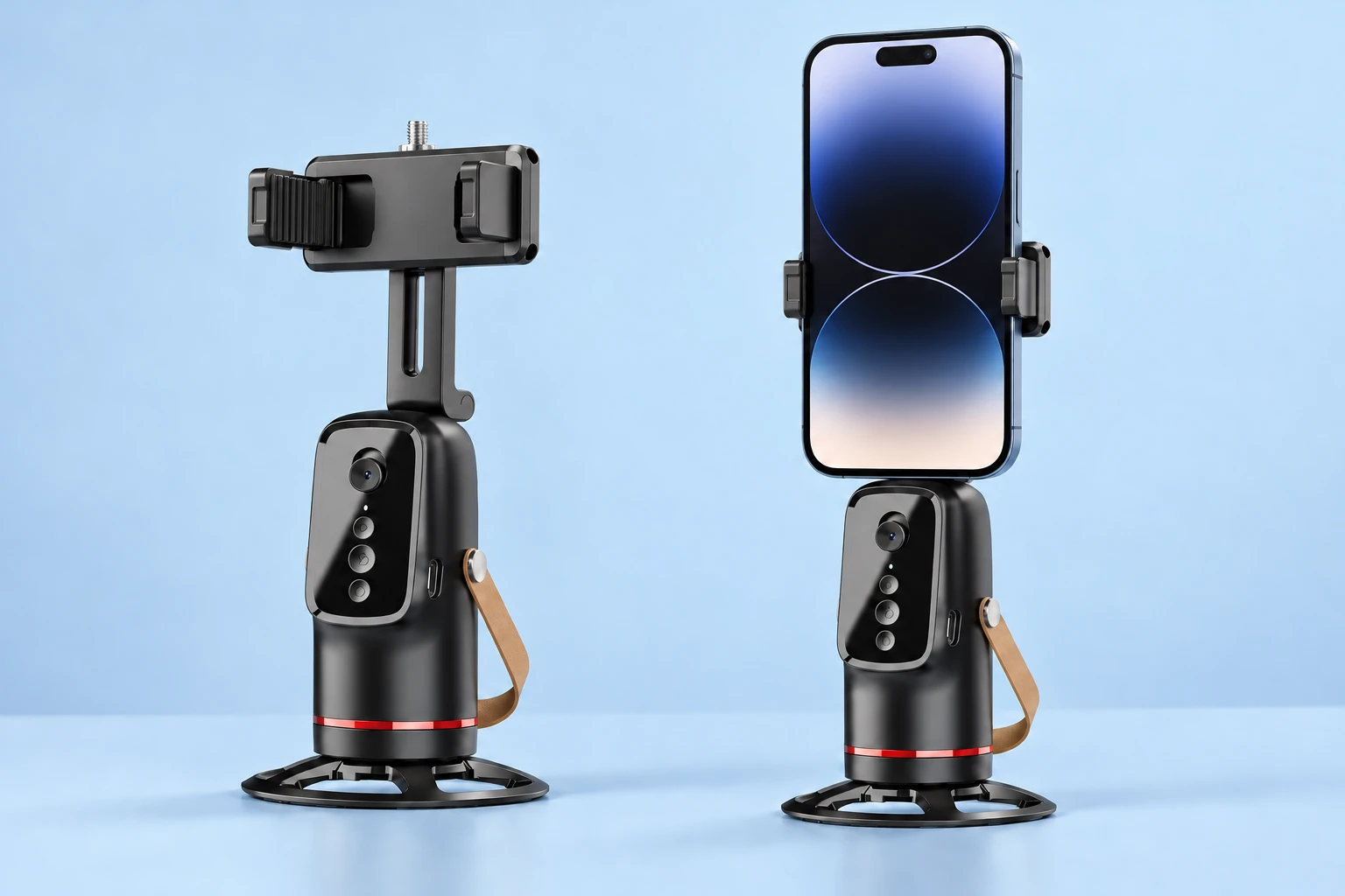 Black Fold-Neck Desktop Tracking Phone Holder photo