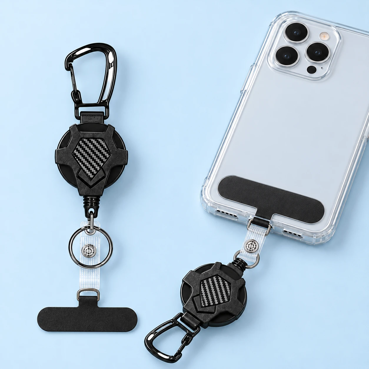 Black Carbon-Look Retractable Phone Tether Kit