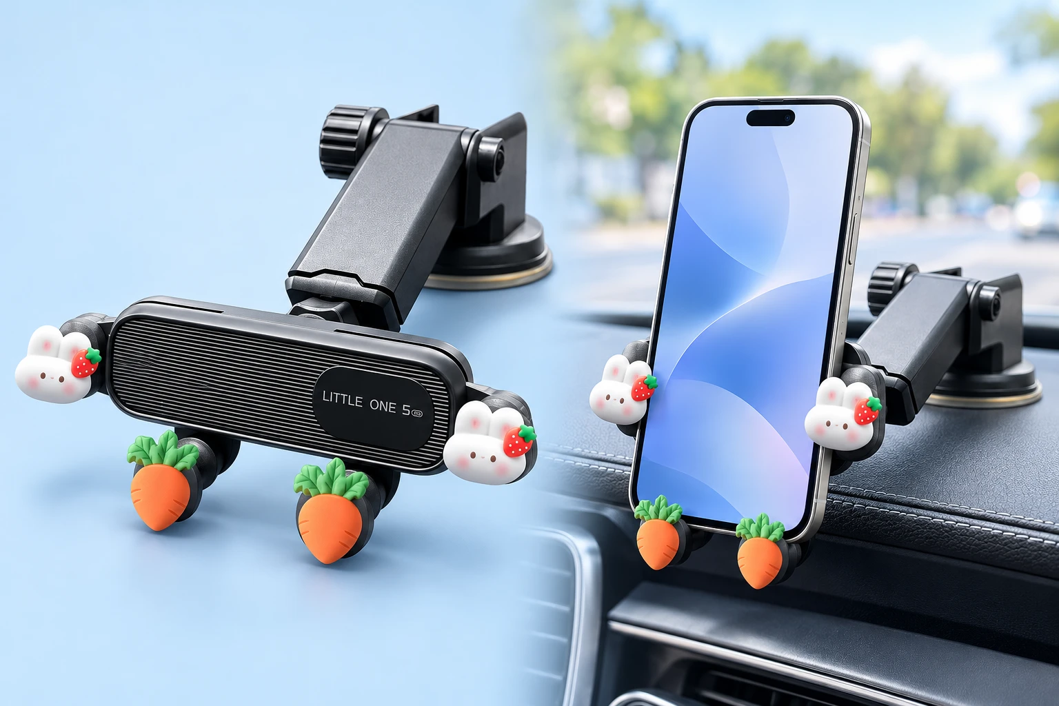 Strawberry Bunny Long-Arm Dashboard Phone Holder photo