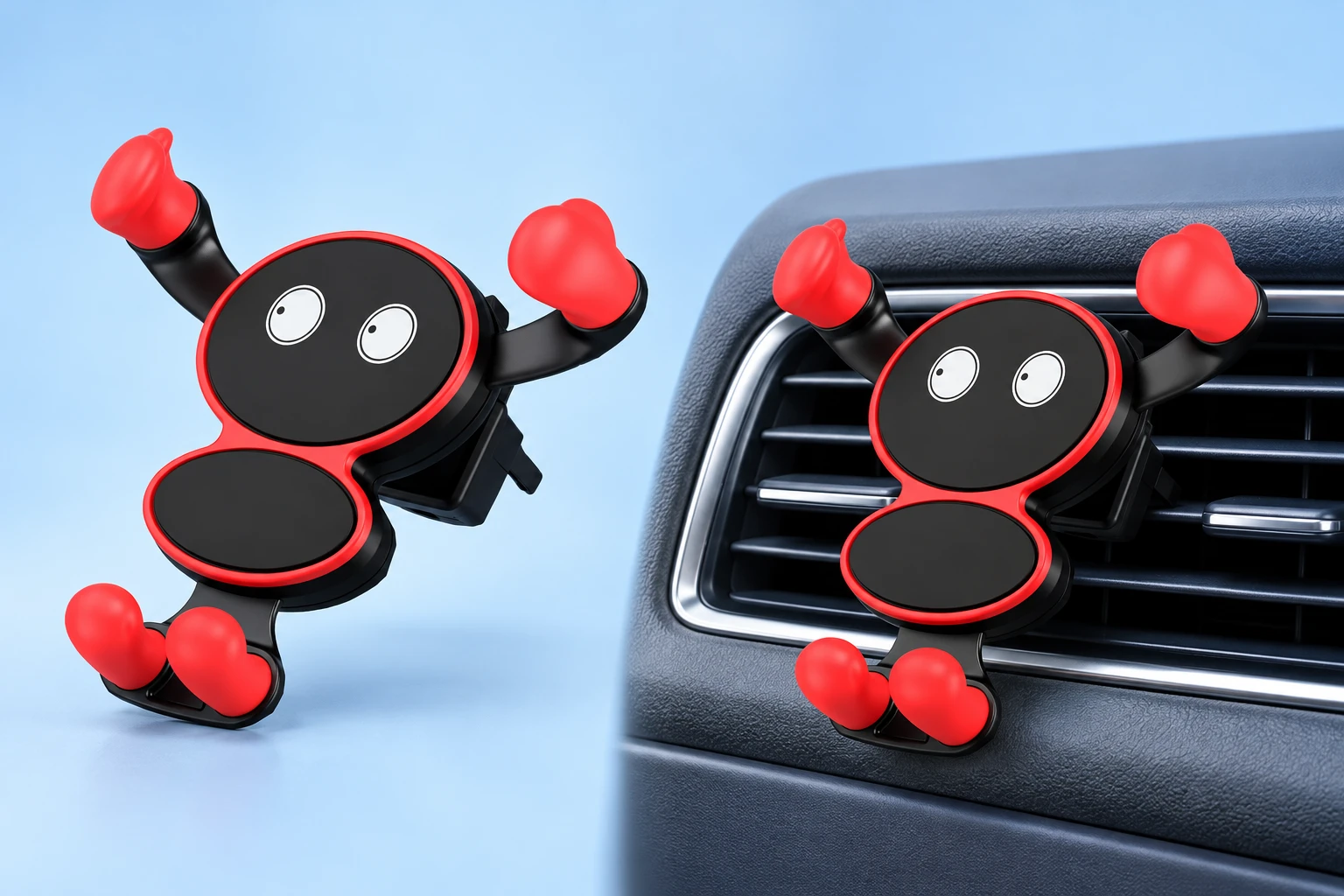 Red Heart-Pad Wide-Eyed Car Vent Phone Holder