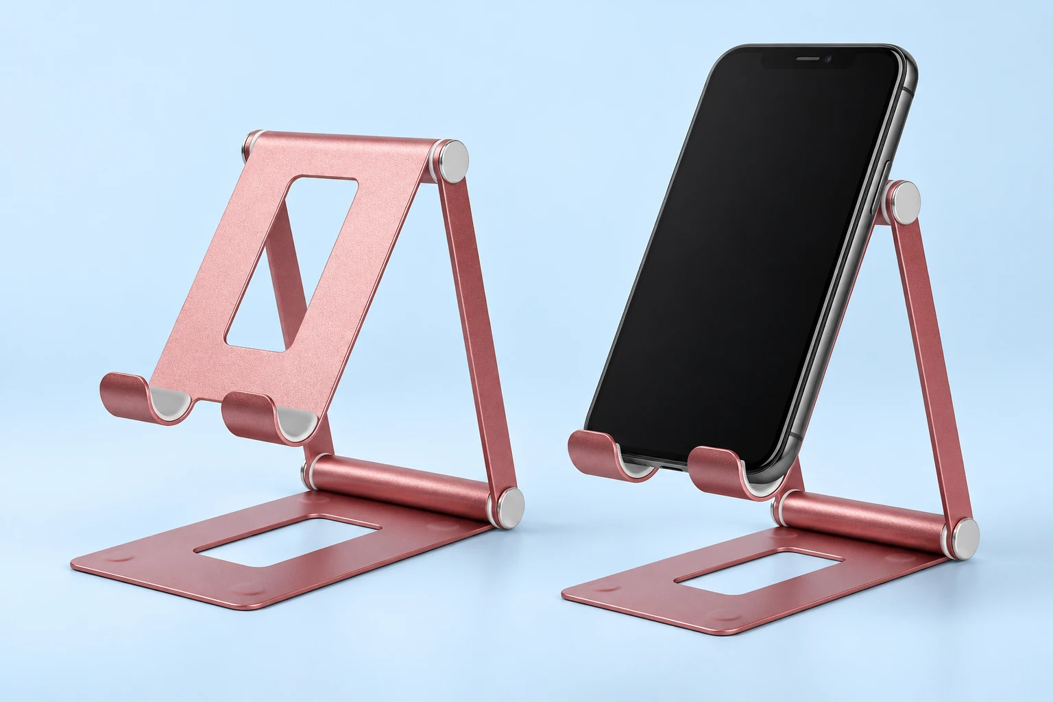 Pink Open-Bar Folding Metal Phone Stand