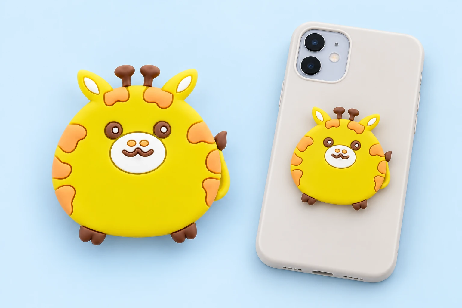 Round Yellow Giraffe Expandable Phone Grip