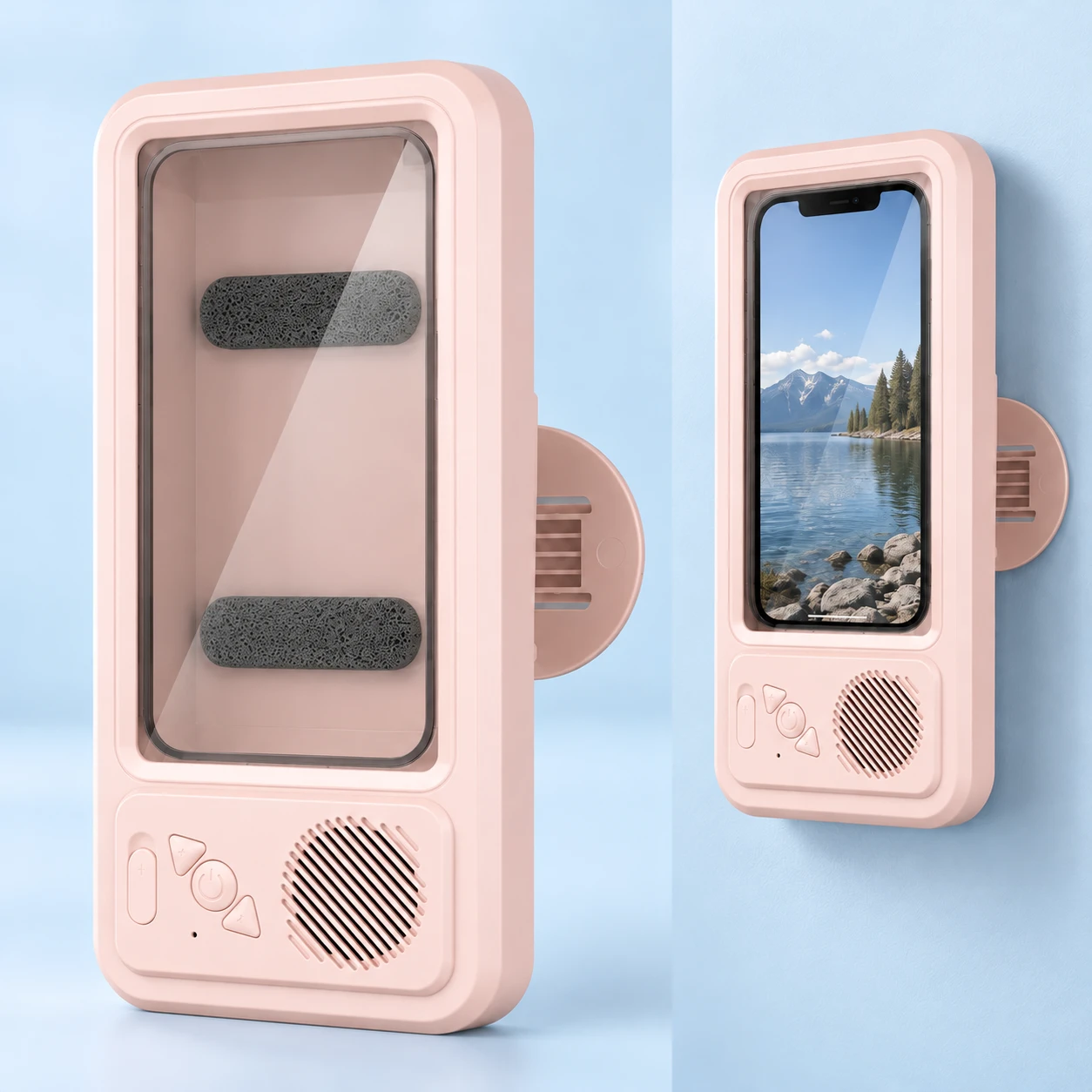 Pink Z07 Wall-Mounted Phone Enclosure with Speaker Panel