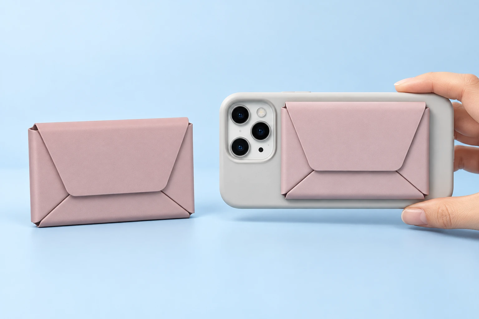 Dusty Pink Envelope-Fold Magnetic Wallet Phone Stand