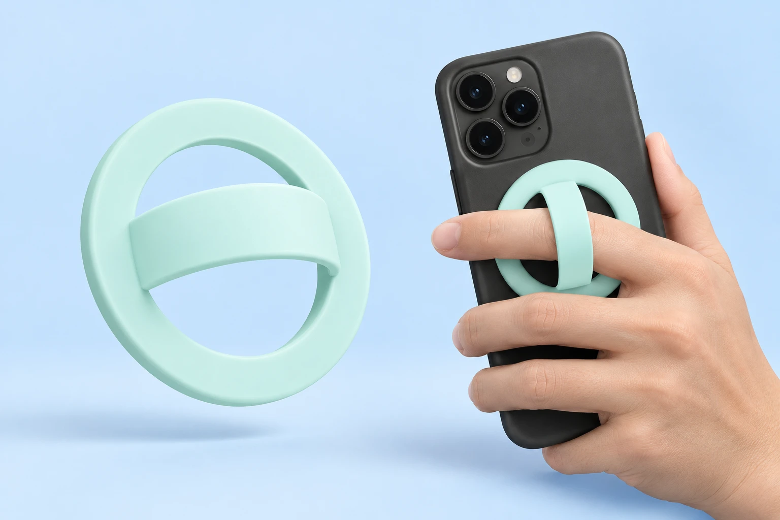 Mint Silicone Magnetic Phone Grip Ring