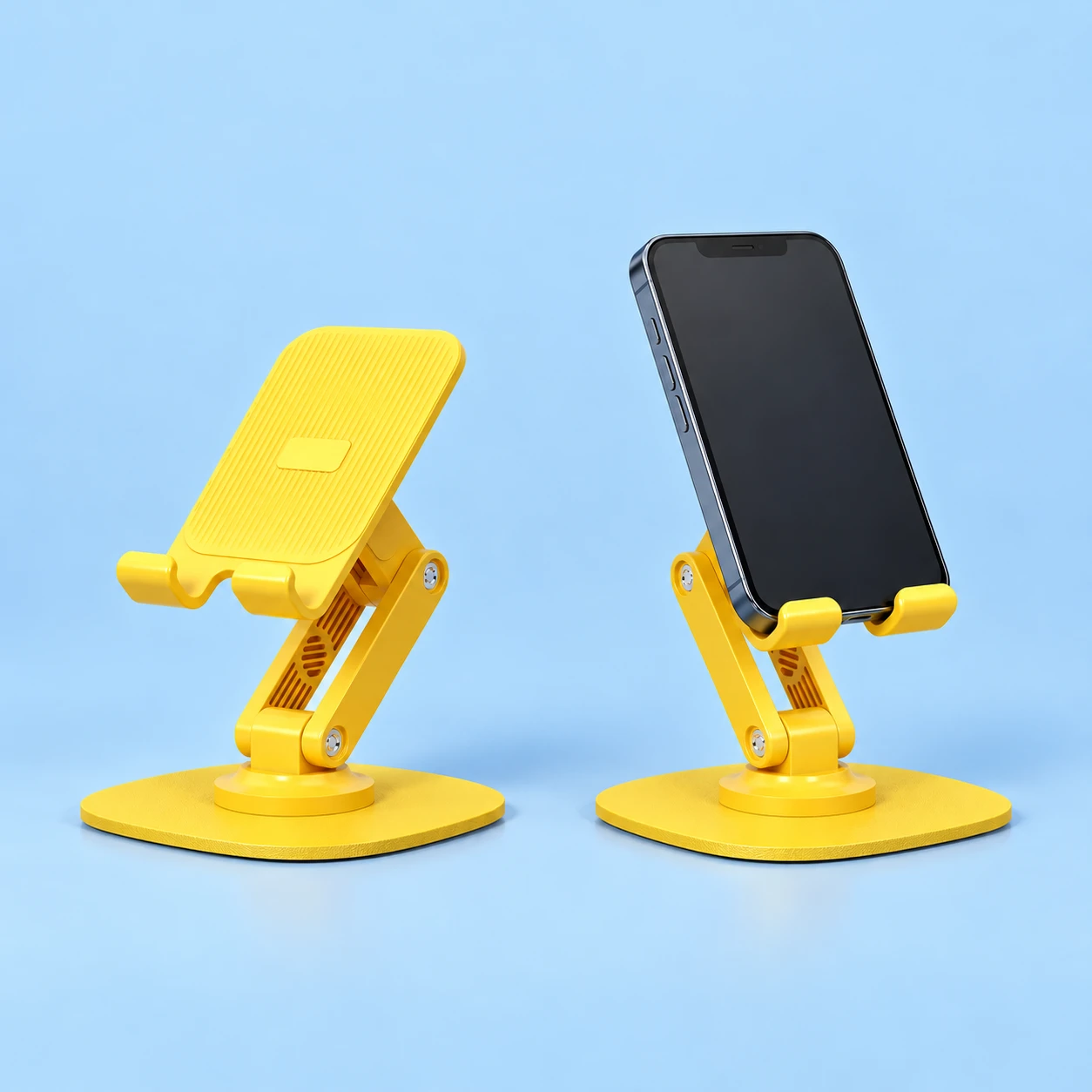 Yellow K69 Ribbed Folding Rotating Phone Stand