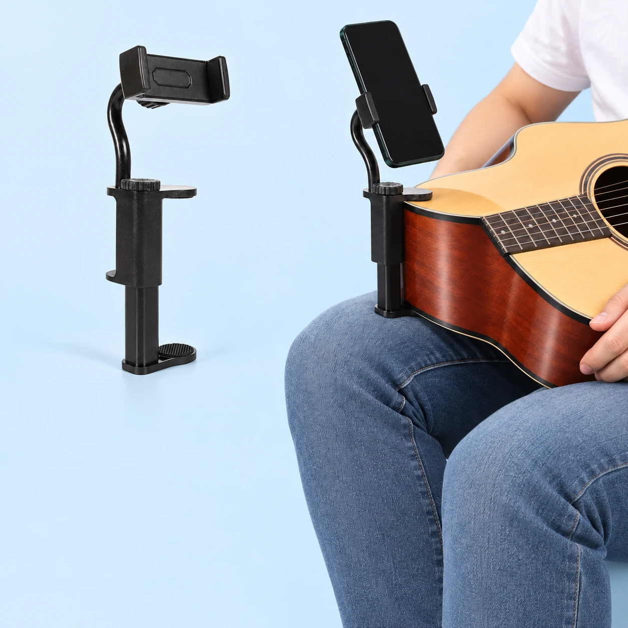 Black Telescoping Guitar-Body Phone Clamp