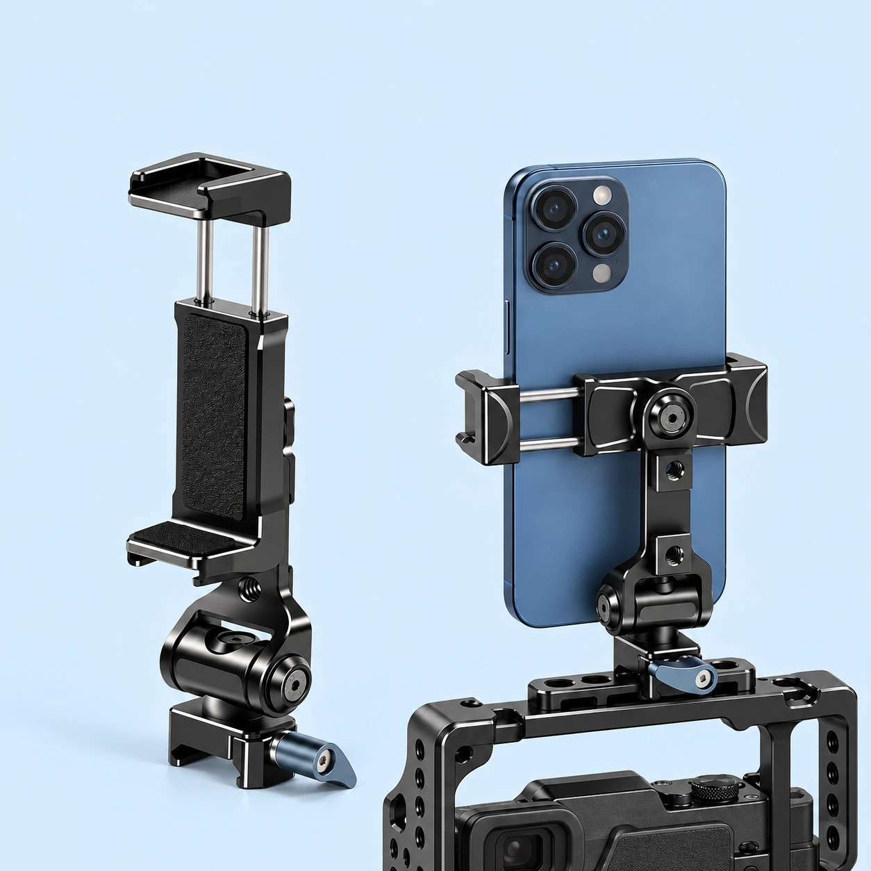 Black NATO-Rail Tilting Phone Clamp