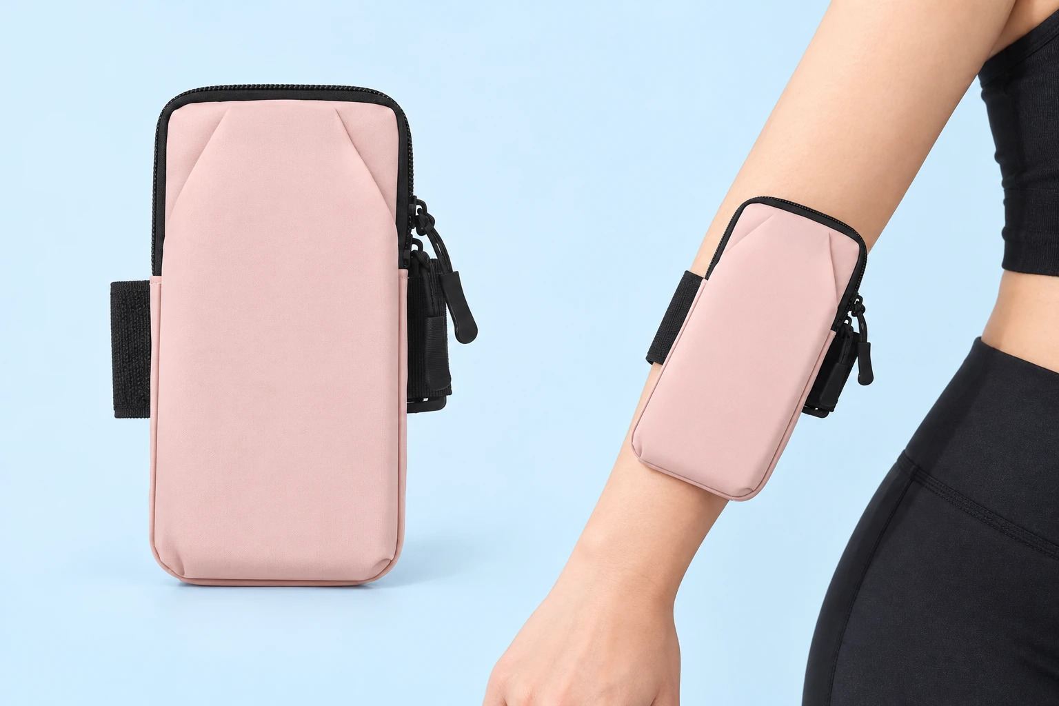 Pastel Pink Envelope-Panel Phone Arm Pouch