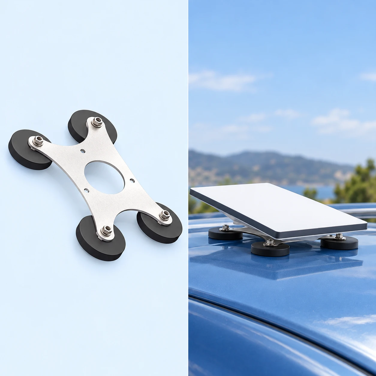 Starlink Mini Silver Four-Magnet Curved-Edge Mounting Plate