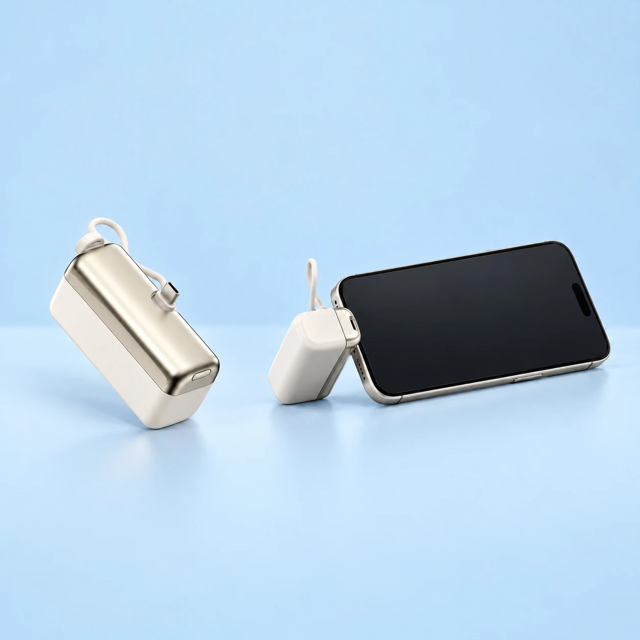 Ivory G63 Direct-Plug Capsule Phone Support; product and illustrative use on pale blue. Phone and scene props excluded., square composition