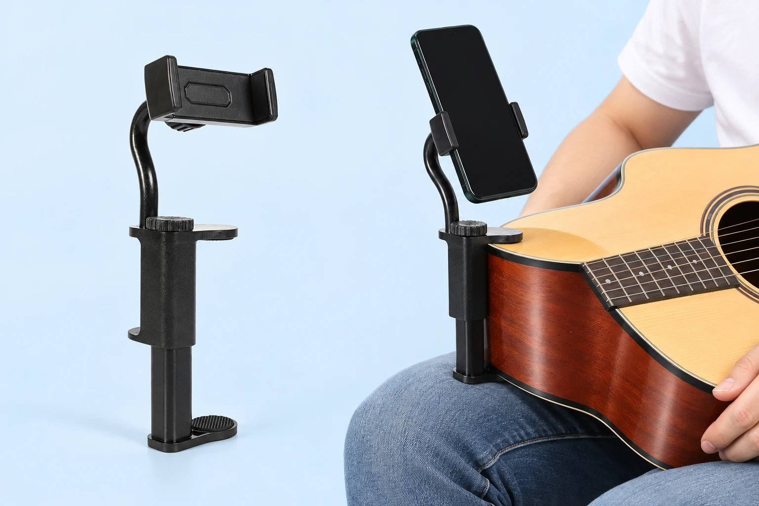Black Telescoping Guitar-Body Phone Clamp