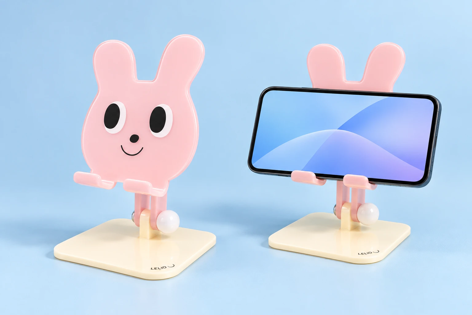 Pastel Pink Smiling Rabbit Acrylic Phone Stand
