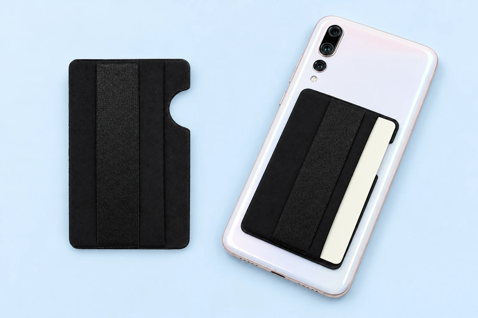 Black Elastic-Band Side-Entry Phone Card Pocket