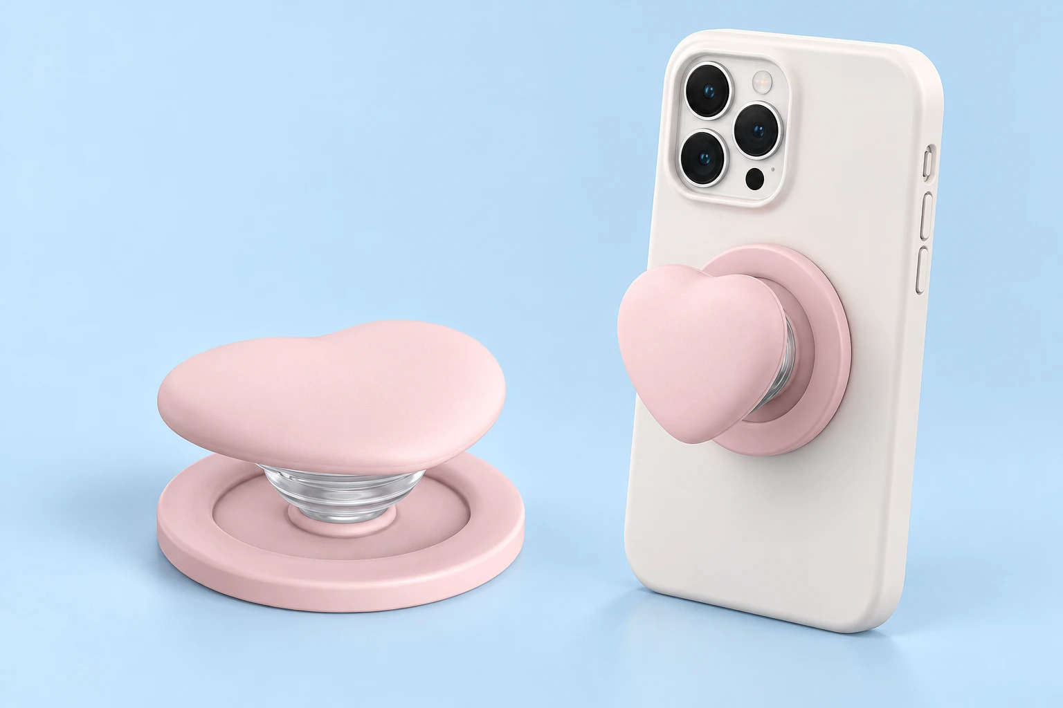 Dusty Pink Silicone Heart Magnetic Phone Grip