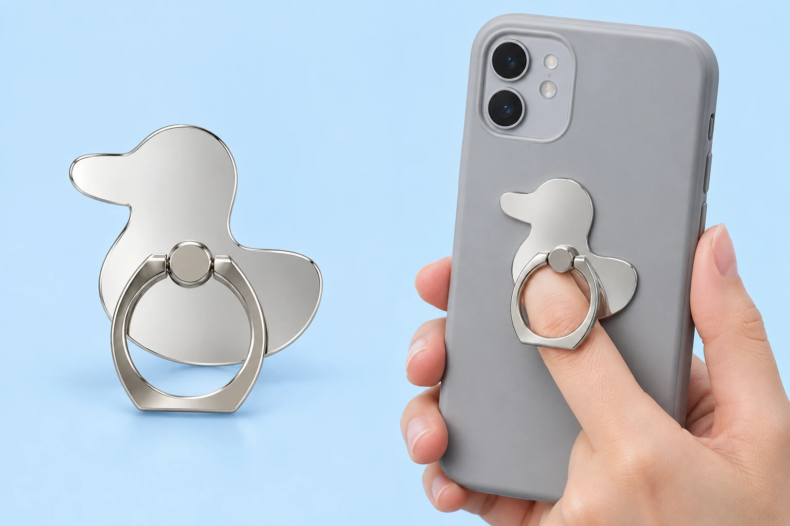 Mirrored Duck Silhouette Phone Ring Holder