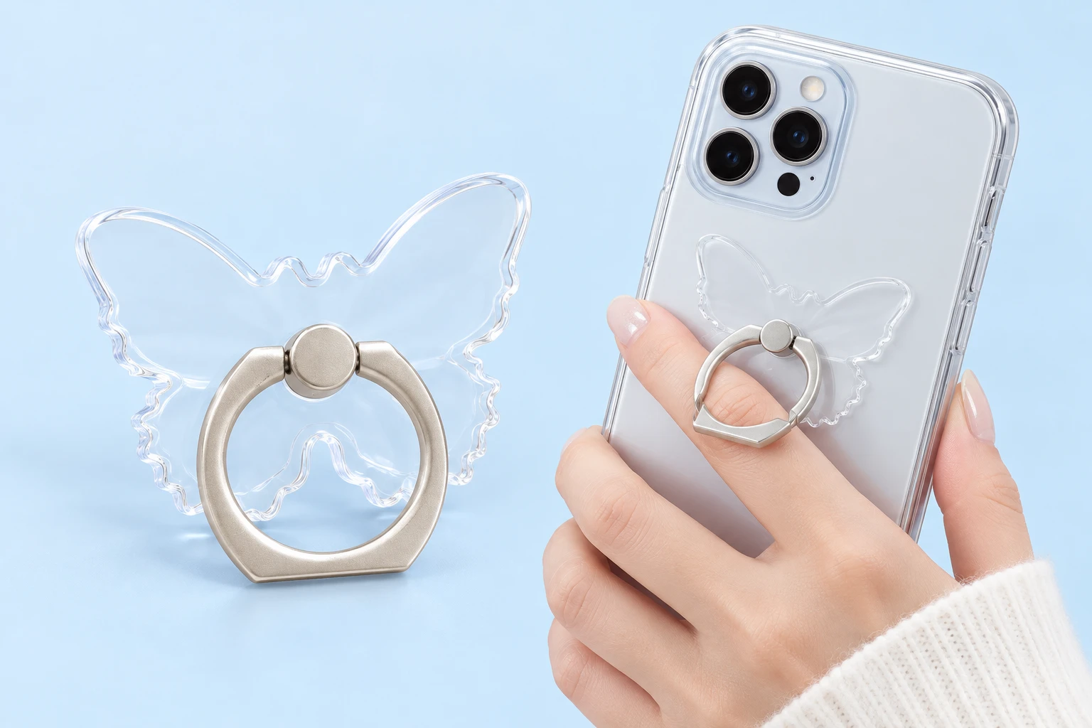Clear Butterfly Phone Ring Holder