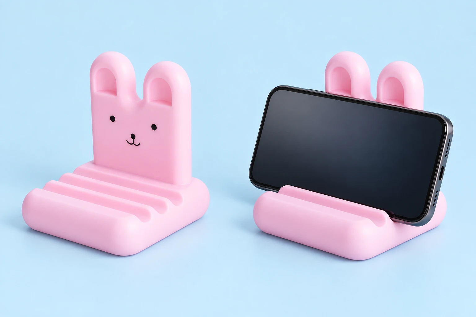 Pastel Pink Grooved Rabbit Phone Stand