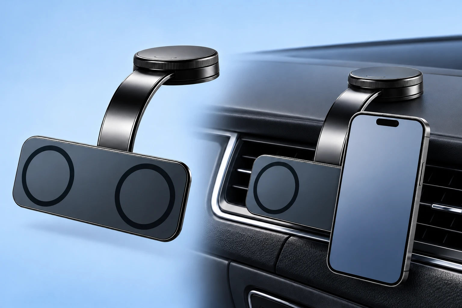 Black Dual-Zone Curved-Arm Suction Phone Mount
