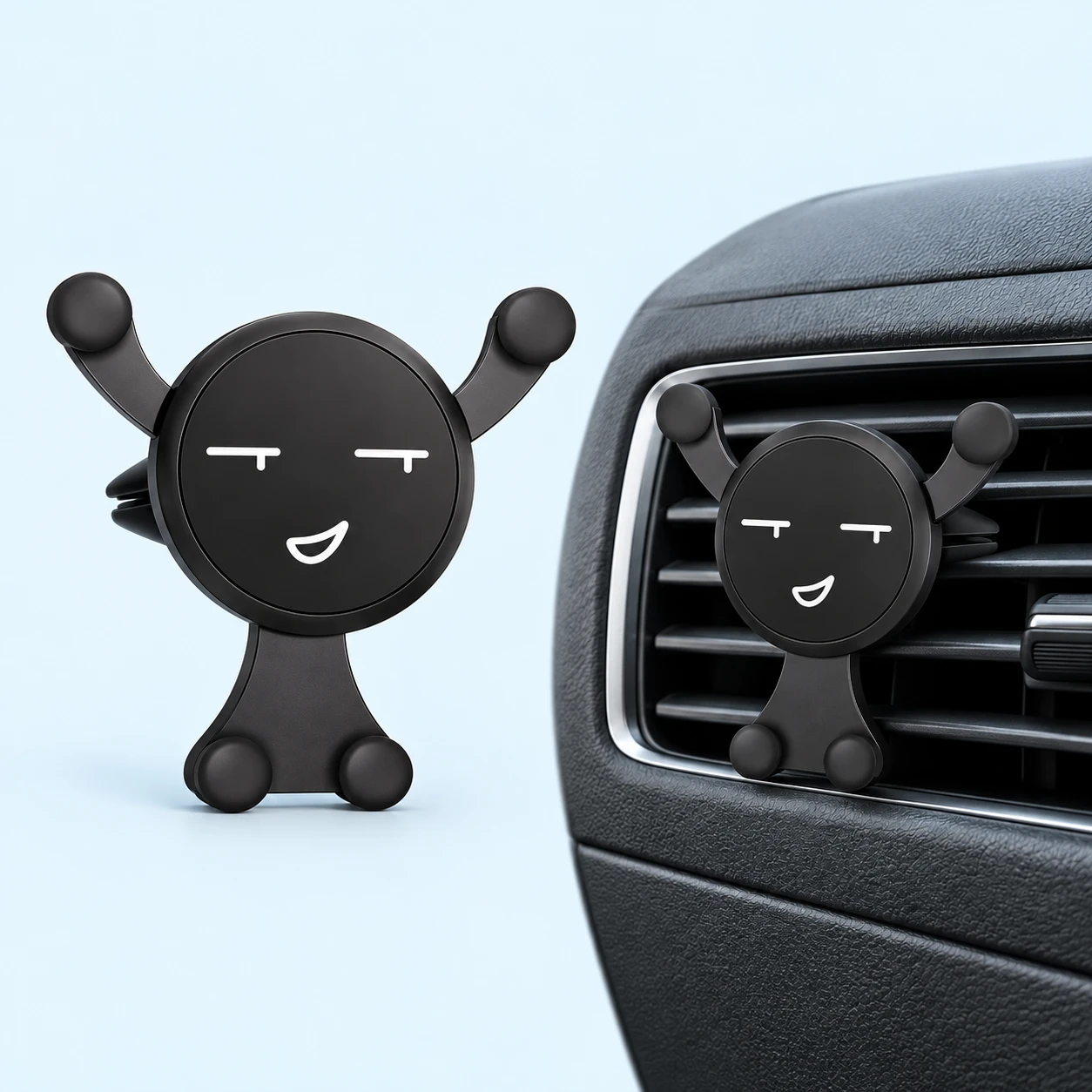 Black Smiling Figure Car Vent Phone Holder