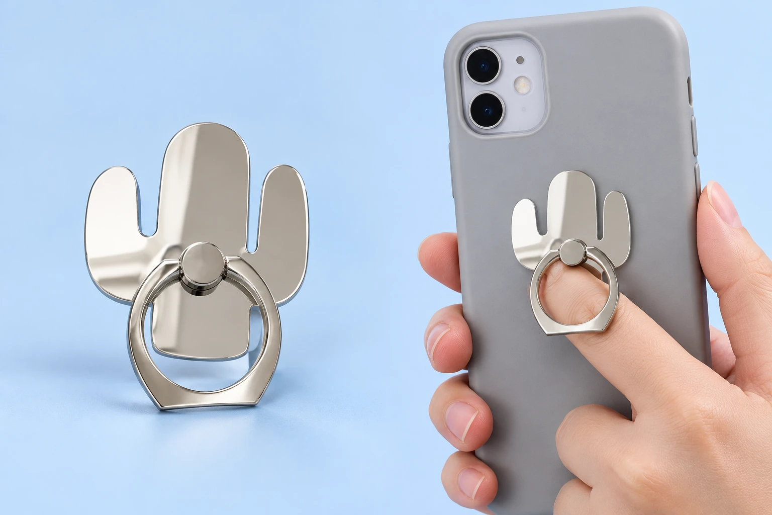 Mirrored Cactus Phone Ring Holder