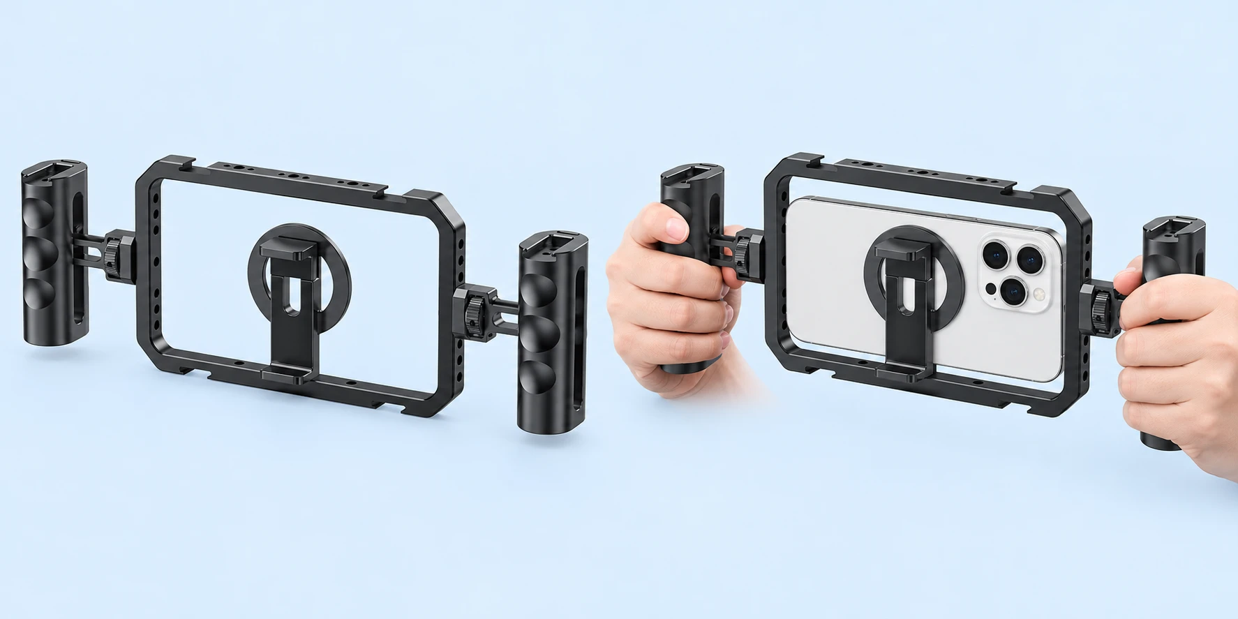 Black Magnetic Phone Cage with Dual Handles