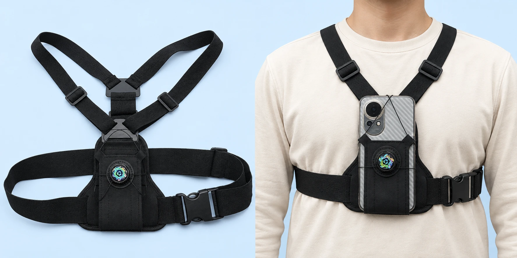 Black Dial-and-Cord Phone Chest Harness