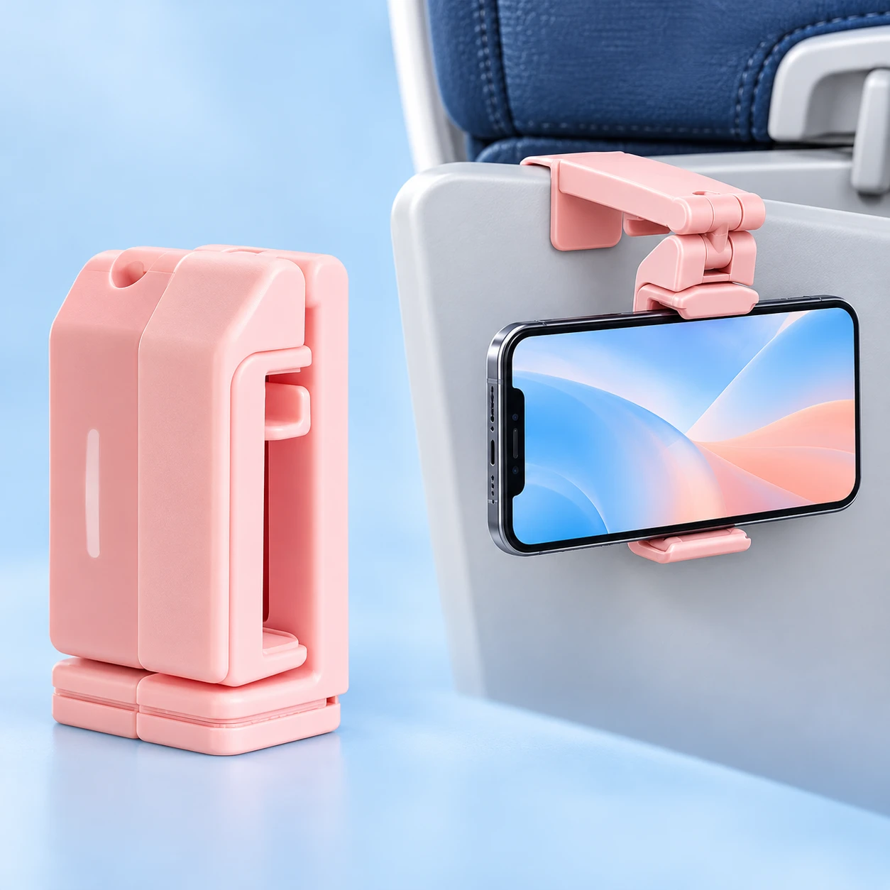 Pastel Pink Folding Airplane Tray Phone Clamp
